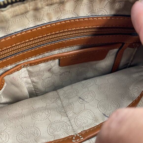 Michael Kors Fallon Leather and Canvas Monogram Shoulder Bag‎ - Picture 3 of 4